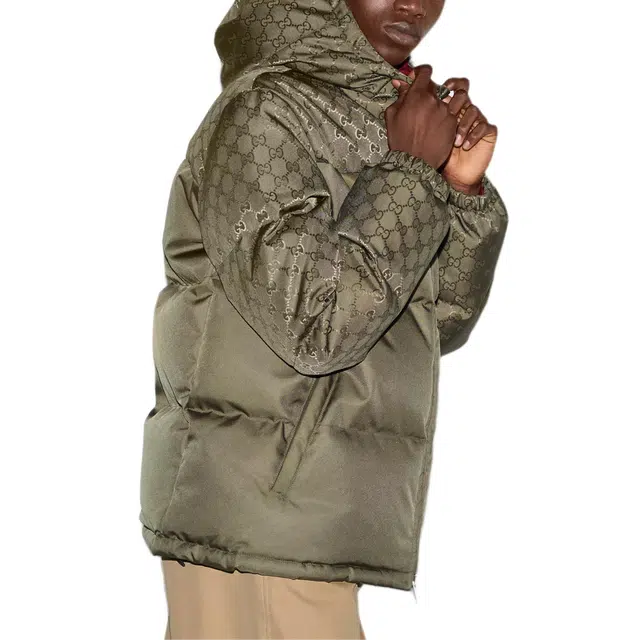 Gucci Printed Hooded Down Jacket Green