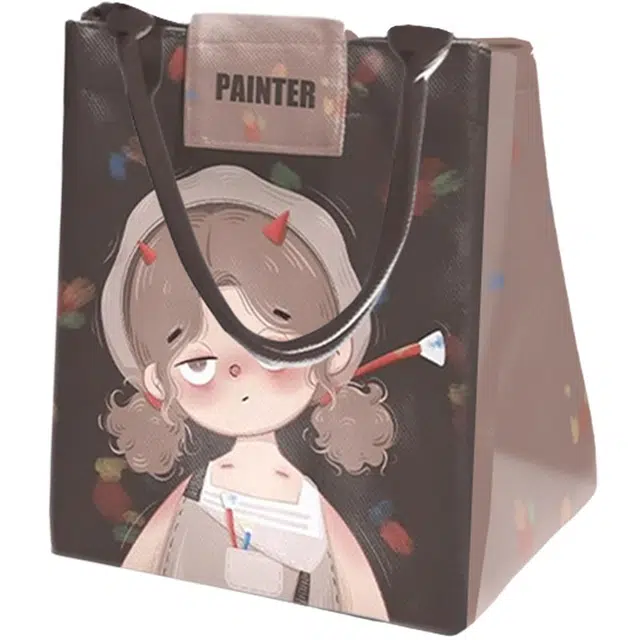 奥松 家用家居可爱便携保温袋带餐加厚铝箔上班 绒面科技布 手提包 男女同款情侣款 咖啡色