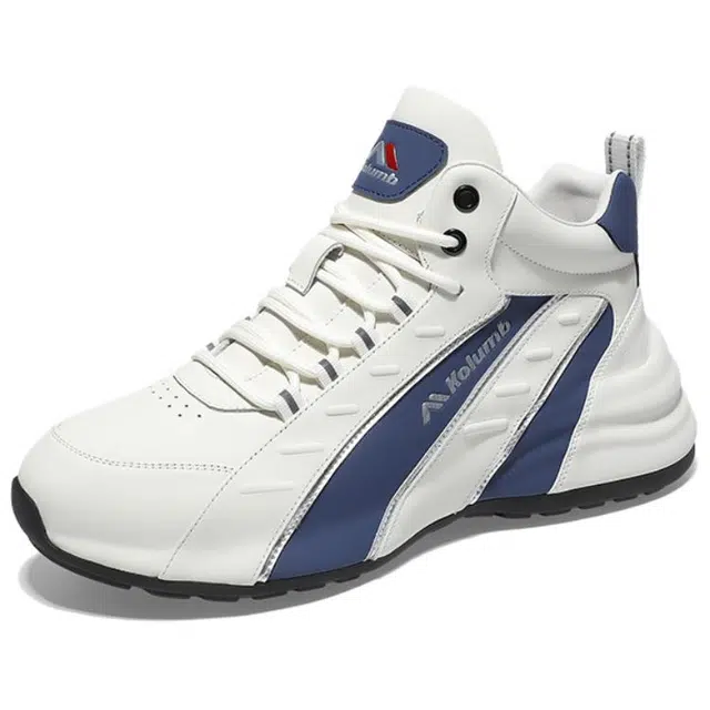 哥仑步 舒适百搭时尚 减震防滑耐磨 中帮 生活休闲鞋 男款 白蓝