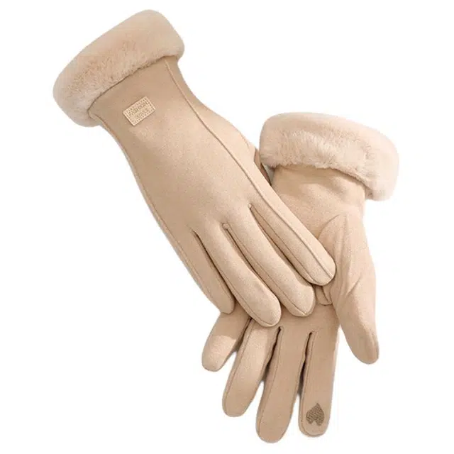 南极人 冬季新款德绒加绒厚防风防寒冬天户外骑车开车可触屏 聚酯纤维 保暖手套 女款