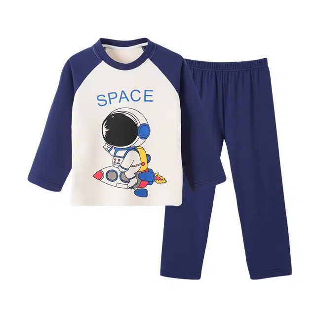 欧诗帛 舒适抑菌透气长袖长裤睡衣套装 男款 深蓝色