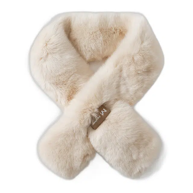 玖慕 兔毛毛领冬季百搭保暖加厚皮草交叉高档真毛 围脖 女款