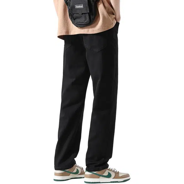 【dme】 美式高街风时尚纯色微弹舒适百搭牛仔裤 男女同款 黑色