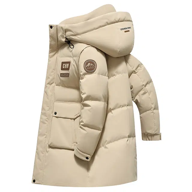 鸭鸭 时尚百搭中长款纯色长袖羽绒服 男女同款