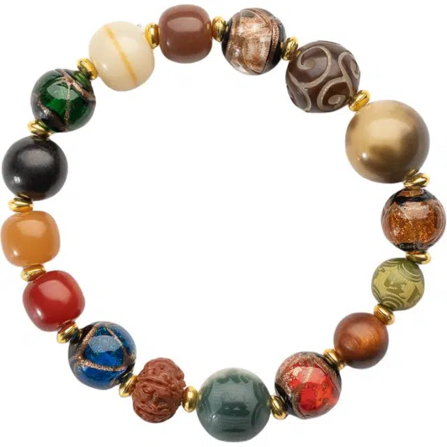 仙源 多宝珠 新中式文玩饰品 单圈平安福 礼盒 菩提根 手串  男女同款情侣款