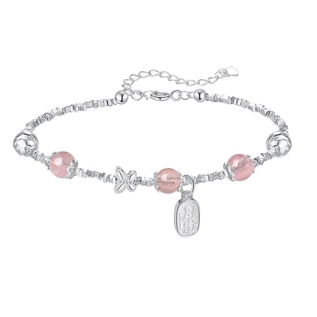 尚仟伊 新中式在逃公主温柔少女心森系甜美蝴蝶元素转运上岸小众设计清冷感精致国风 水晶 手链 女款