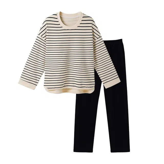 欧诗帛 居家长袖可外穿甜美带胸垫睡衣套装 女款 图片色