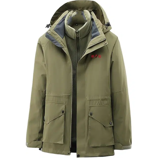 雅鹿  两件套批发工作服可拆卸加厚保暖  防水防风防紫外线透气耐磨速干冲锋衣 男款