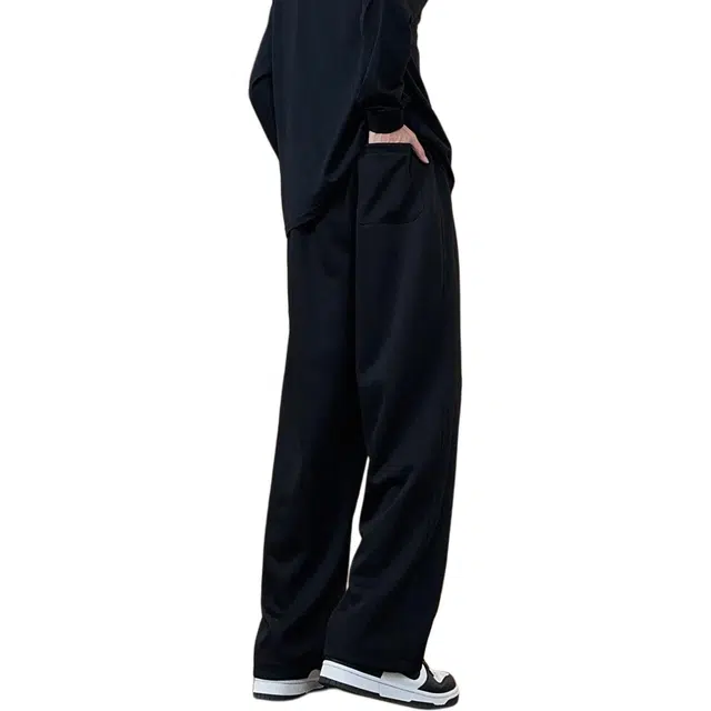 八哥 美式纯色基础款无性别主义高街学院风宽松通勤百搭舒适亲肤柔软休闲裤 男女同款