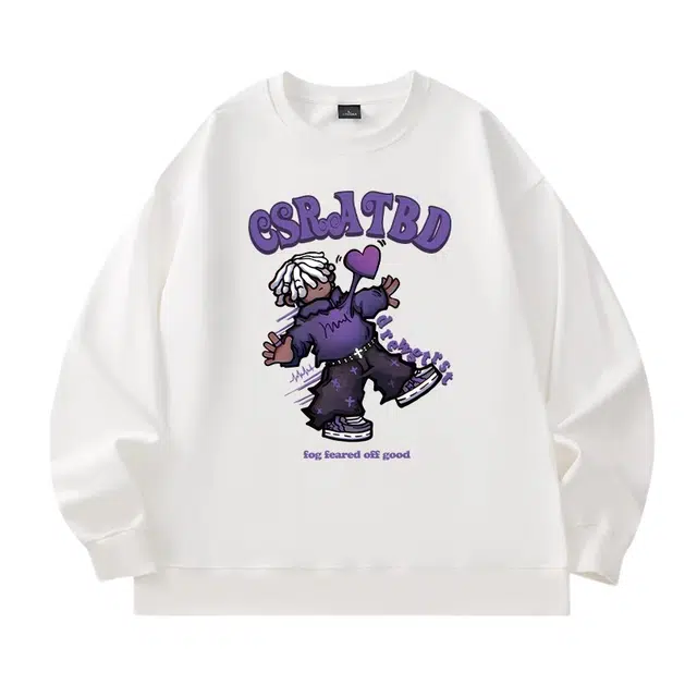 莫代尔 时尚潮流印花字母简约宽松亲肤长袖打底衣 男款