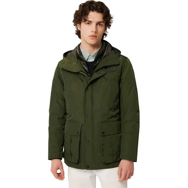 HAZZYS Solid Color Hooded Down Jacket Men