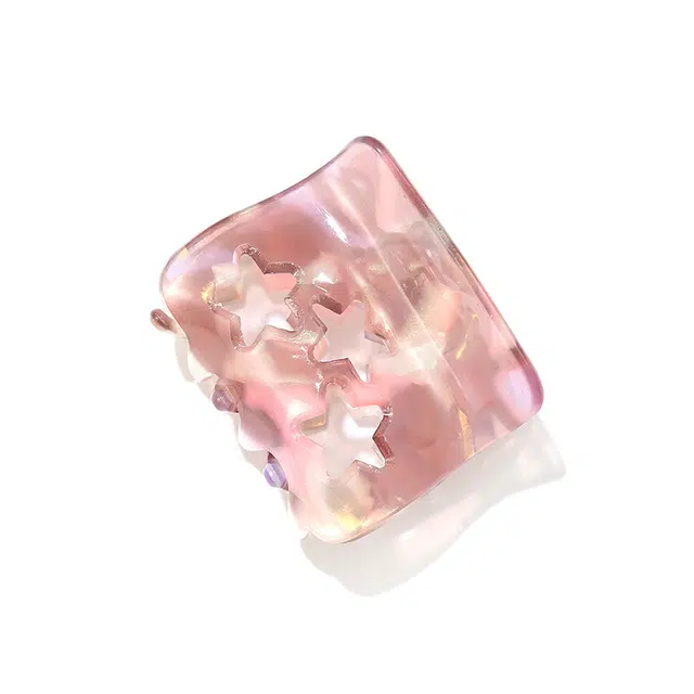 如花梦 甜酷设计感方形星星日常百搭半扎发发饰镂空梦幻人鱼姬色后脑勺盘发 醋酸 发夹 女款