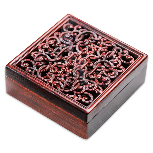 仙友 国风新中式 线香卧香炉线四面玲珑 香盒家用室内焚香炉熏香文玩 紫檀属 摆件 男女同款情侣款