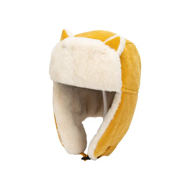 祎步康 日系可爱卡通秋冬季加绒保暖骑车护耳帽加厚滑雪帽 锦纶 雷锋帽 男女同款情侣款
