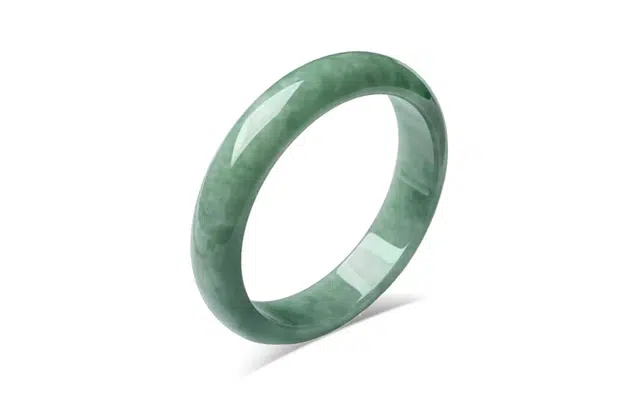 尚银福 翠绿 新中式国潮大气古典温柔淡雅华贵气质素圈 大方旗袍汉服日常百搭 琉璃 手镯 女款