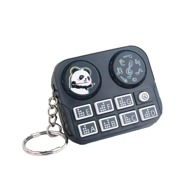 一点潮玩 卡通熊猫打碟机钥匙扣可爱 包包挂件 迷你乐器 玩具