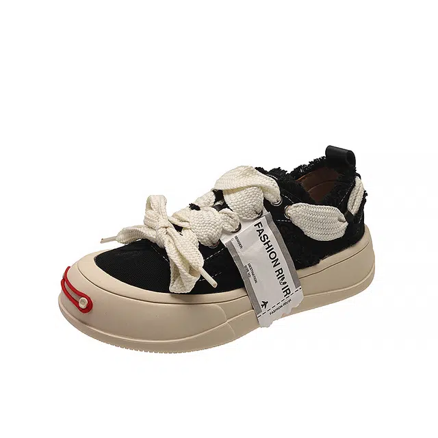 小鹿米利 百搭厚底休闲小众复古运动 低帮 帆布鞋 女款