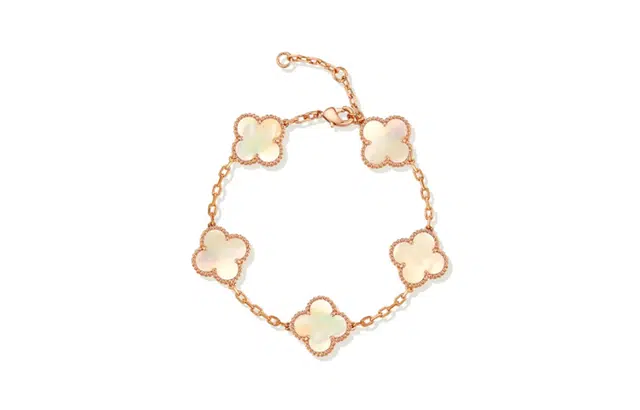 尚银福 彩色四叶草 甜美森系小清新精致闪耀灵动幸运草五花优雅花瓣可调节 合金 手链 女款