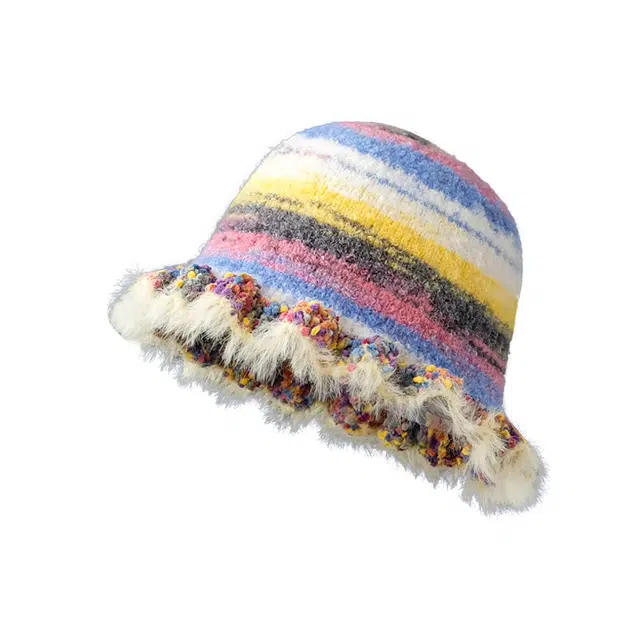 木林森 多巴胺渐变混彩色系渔夫帽潮流可爱百搭少女感针织绒线帽  棉 帽子 男女同款情侣款