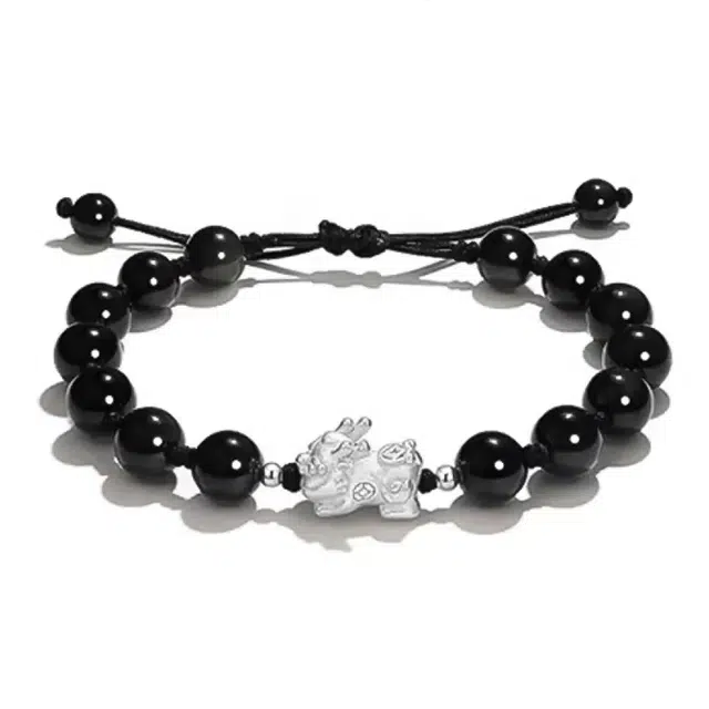 周纪福 财源貔貅 新中式国潮轻奢精致小众大牌简约设计 抽绳可调节 异地感应 玛瑙 手链 男女同款情侣款