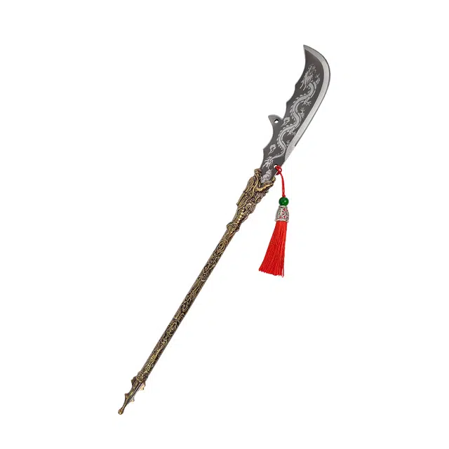 天子剑 青龙偃月刀 三国古代兵器黄铜装不锈钢刃武器道具摆件未开刃 成品模型