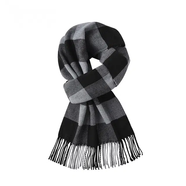 啄木鸟 英伦风经典百搭仿羊绒秋冬季保暖防寒时尚黑白格纹披肩户外防风骑行学生围脖脖套 绒线围巾 男女同款情侣款