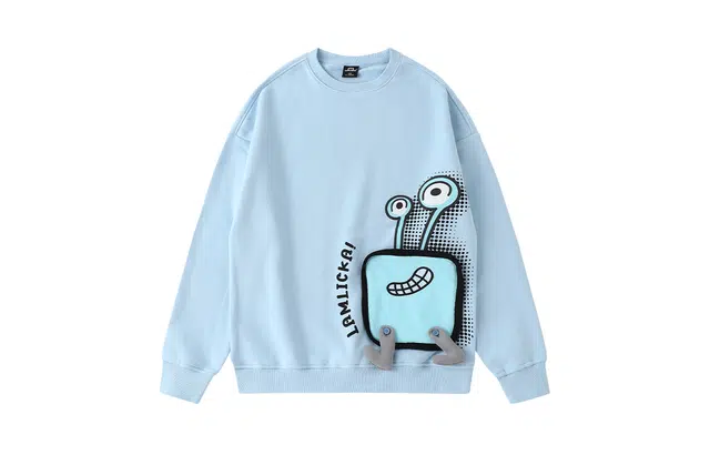 LAMLICKA Monster Print Sweatshirt Blue