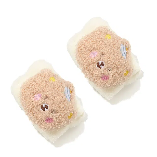 如花梦 可爱小熊珊瑚绒洗脸防湿袖日常洗漱专用防水到袖口 亚克力 手腕带 女款