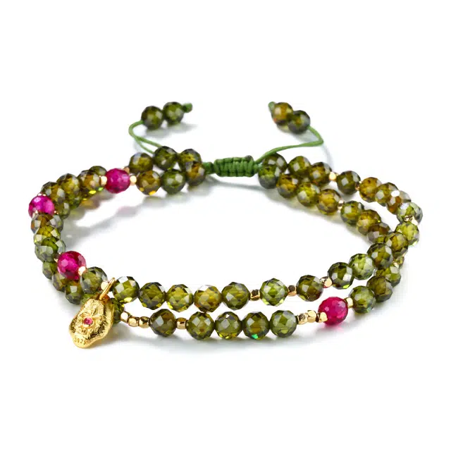 凤凰涅磐 思媚 橄榄石 绿色锆石 新中式红刚玉手饰 轻奢小众设 礼品礼盒 水晶 手链 女款