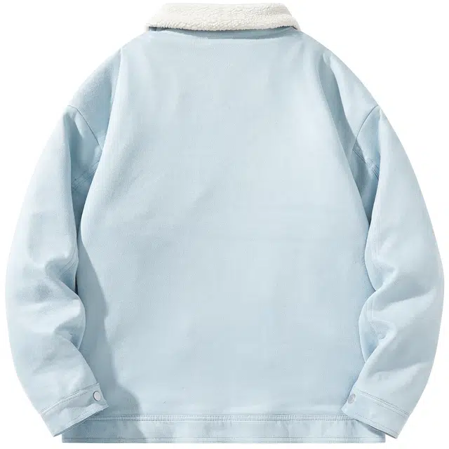 帕丁顿熊 简约小熊贴标美拉德纯色休闲宽松羊羔毛内里加绒保暖加厚夹克外套 男女同款