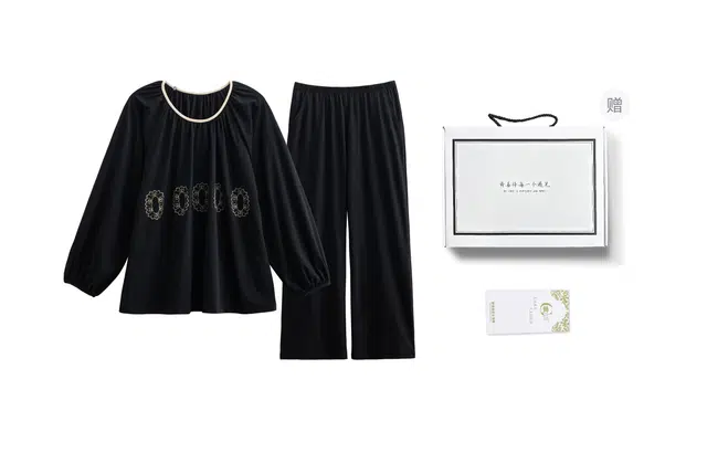 歌倩雅 圆领长袖长裤印花家居服睡衣礼盒 女款 图片色