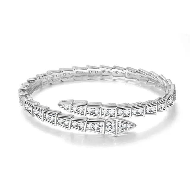 骊碧 蛇形开口 蛇骨灵蛇弹力 轻奢小众蛇形个性独特新潮 实用高档轻奢有意义 老婆周年纪念 合金 手镯 女款