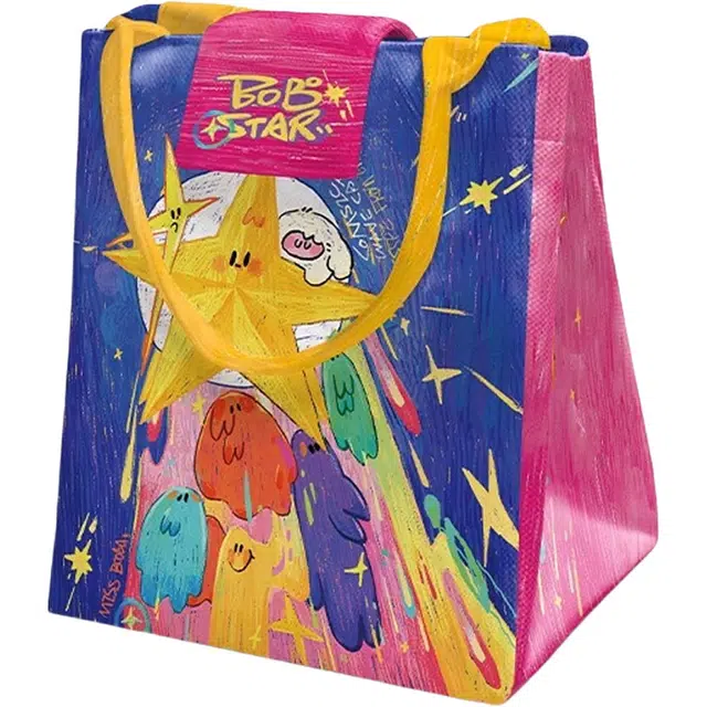 奥松 家用家居波波星便当保温便携上班族通勤春游 绒面科技布 手提包 男女同款情侣款 蓝色拼粉色