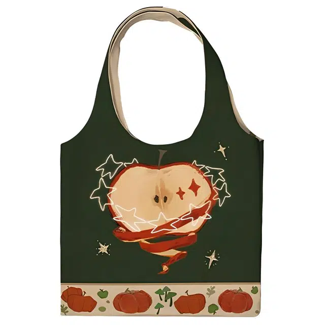 奥松 家用家居墨夜早秋上班通勤包松弛感布袋包手提包 科技布 单肩包 男女同款情侣款 苹果绿色