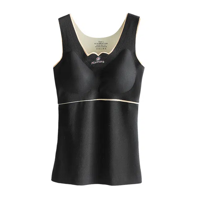 芬腾 大码背心加绒加厚发热打底带胸垫无袖保暖上装 女款