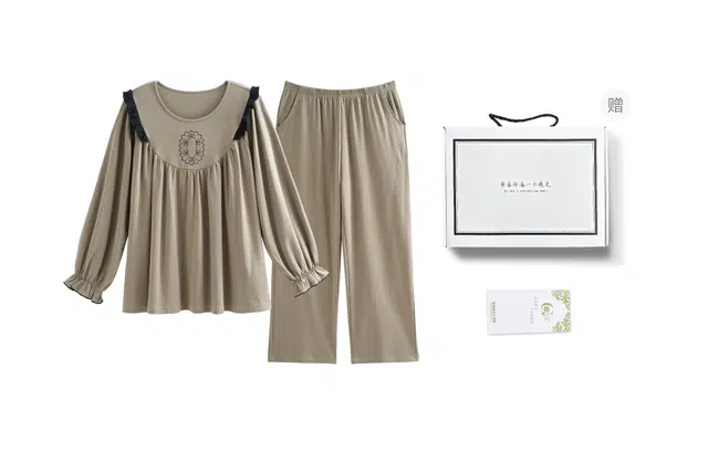 歌倩雅 高级感可外穿木耳边家居服睡衣礼盒 女款 图片色