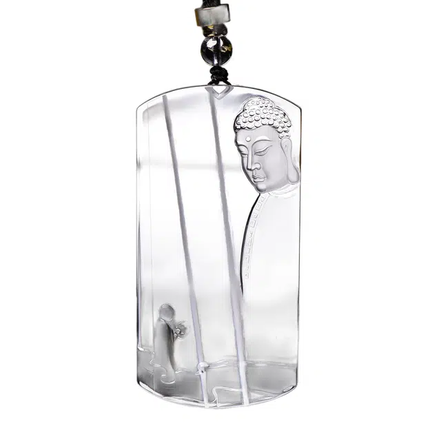 祥燕 精选高端孤品晶体 大日如来意境白兔毛 水晶 玉石吊坠 男女同款情侣款