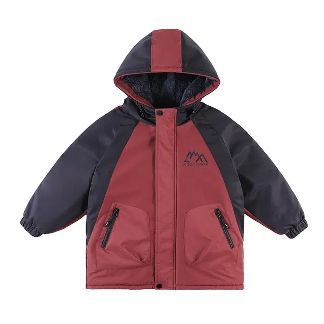 木木兔 连帽洋气拼色长袖派克服 钻红色 青少年