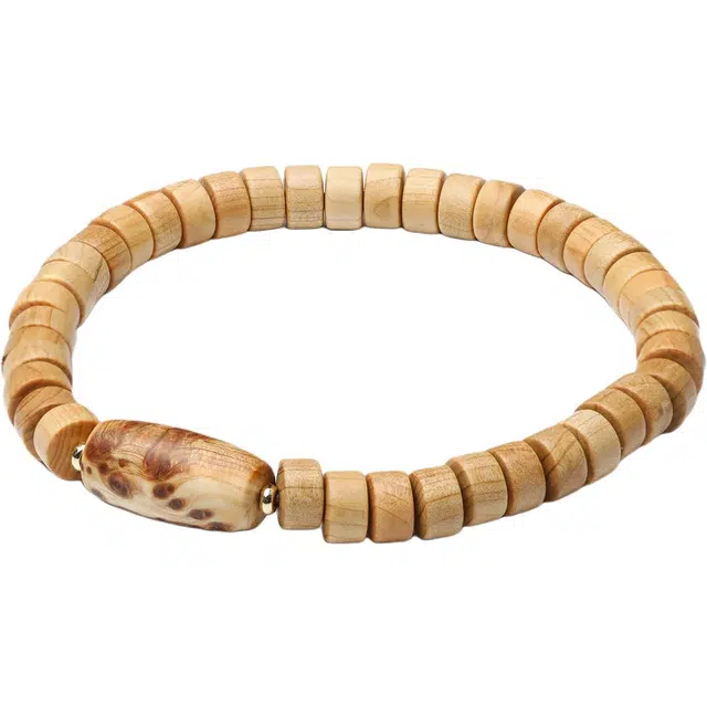 三檀小舍 国风国潮 太行留疤精品皮皮珠直切陈化老料 单圈文玩盘玩 崖柏 手串 男女同款情侣款