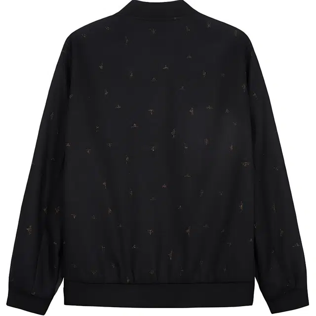 才子 纯色满印棒球领拉链长袖夹克外套 男款 黑色