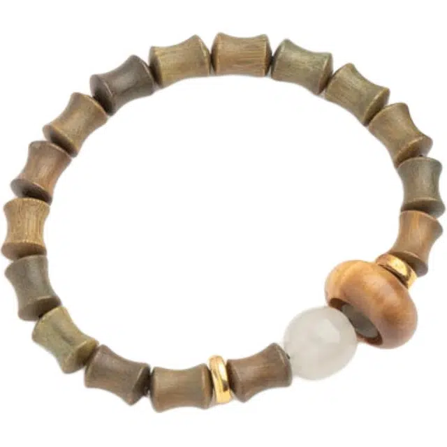 仙源 节节高升前途似锦竹节带跑环 新中式念珠佛珠手链配饰 平安福 节日生日送礼盒物 绿檀 手串 男女同款情侣款