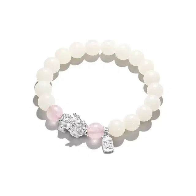 灵晔 新中式国风萌宠招财貔貅吞金兽转运珠带来好运款式简约轻奢高级感百搭显白文玩佛珠手饰平安#好运 白玉菩提 手串 女款