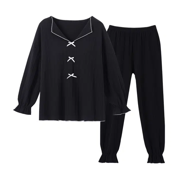 欧诗帛 带胸垫舒适可外穿长袖长裤睡衣套装 女款 图片色