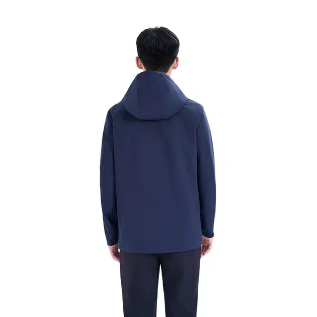蜀黍家 发热保暖通勤可拆卸连帽风衣 男女同款 藏蓝色