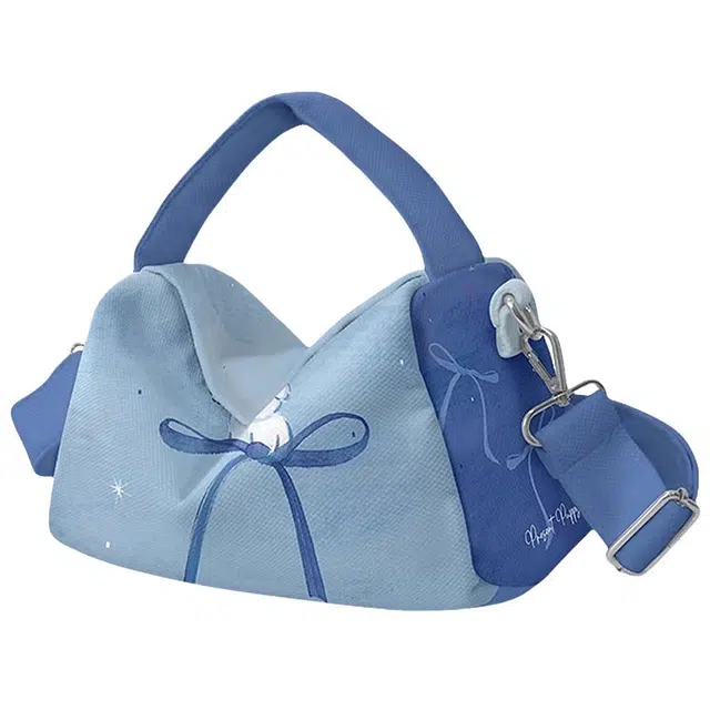 奥松 家用家居小狗夏天秋天设计感小众通勤 绒面科技布 斜挎包 男女同款情侣款 蓝色