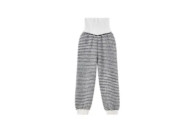 俏薇妮 简约条纹舒适高腰护腹暖宫裤半边绒暖暖裤加绒加厚珊瑚绒睡裤 女款 灰色