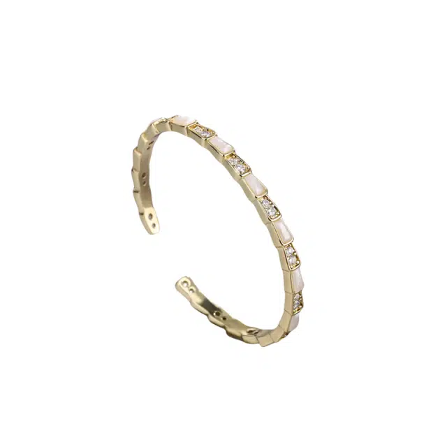 骊碧 白贝母蛇骨时尚轻奢感优雅实用高档轻奢有意义仪式感 锆石 手镯 女款