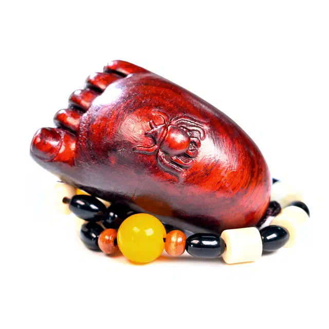 仙友 国潮新中式知足常乐手工精雕平安喜乐木质盘玩随身把玩挂件文玩 紫檀属 木作把件 男女同款情侣款