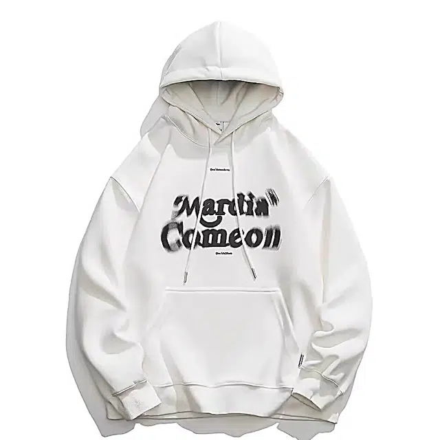 莫代尔 休闲纯色字母简约舒适亲肤连帽长袖打底衣 男女同款