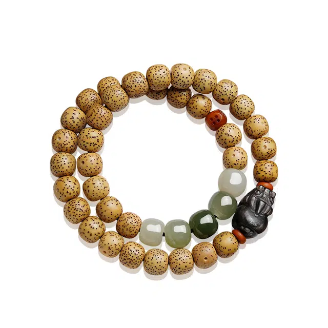 谧月珠宝 招财纳福 新中式小众轻奢精致设计高级感 黑曜石貔貅多圈盘玩文玩日常百搭绕指柔 星月菩提 手串 男女同款情侣款